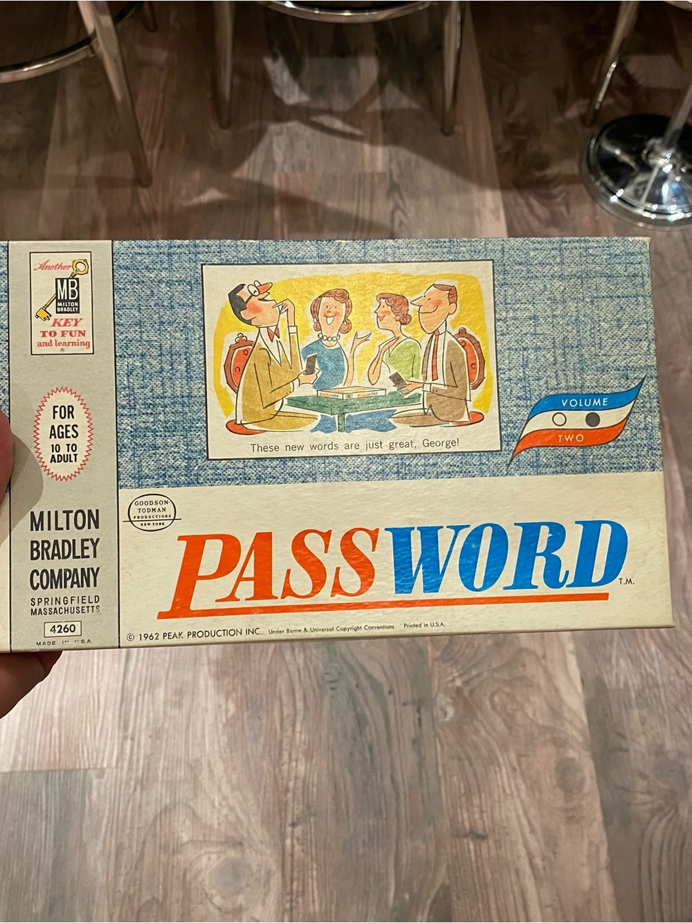 Vintage Board Game- 1960s Milton Bradley Password - Blue and Cream